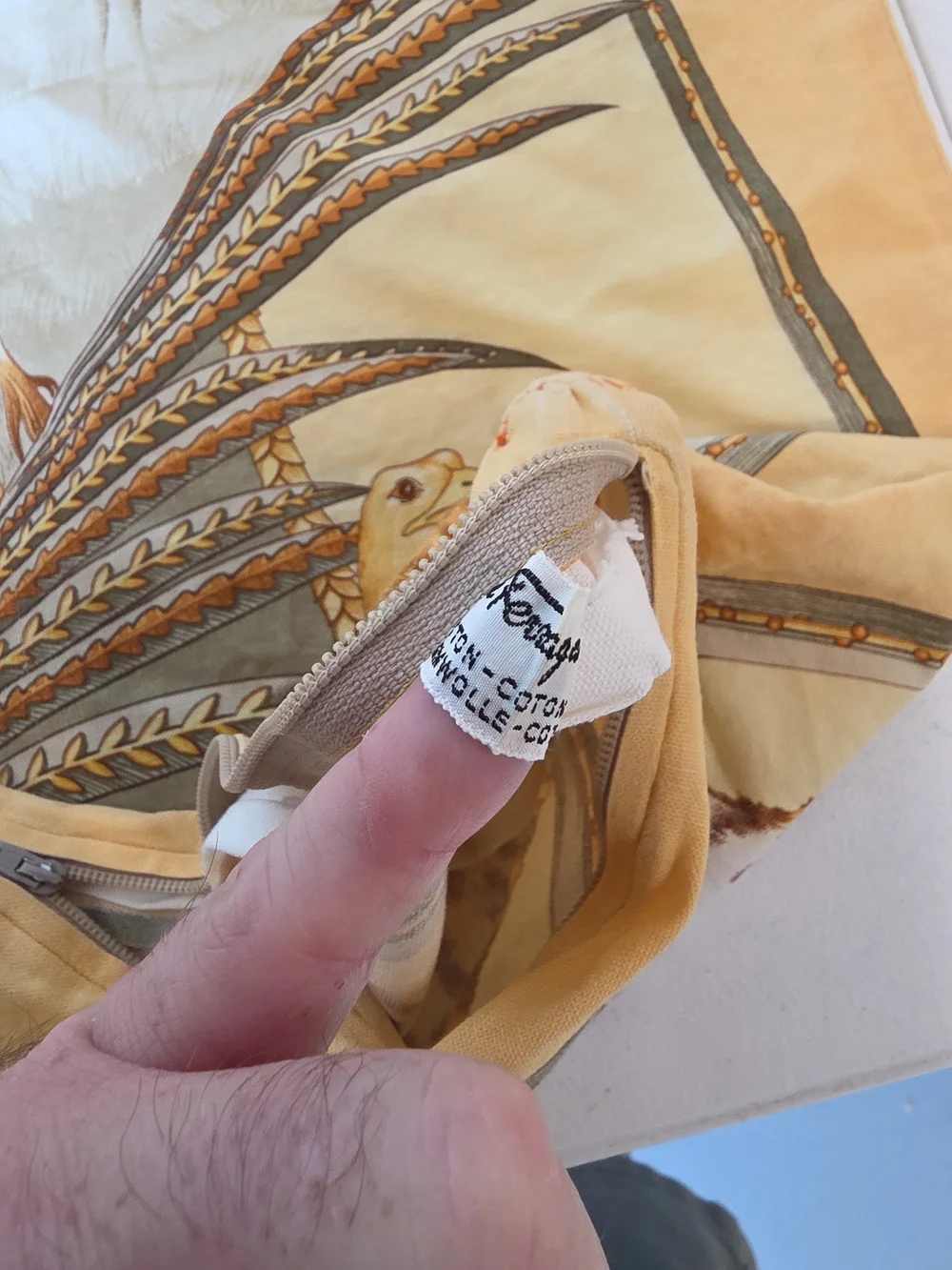 Vintage Salvatore Ferragamo 100% Cotton Golden Safari Large Pillowcase 34x32.5
